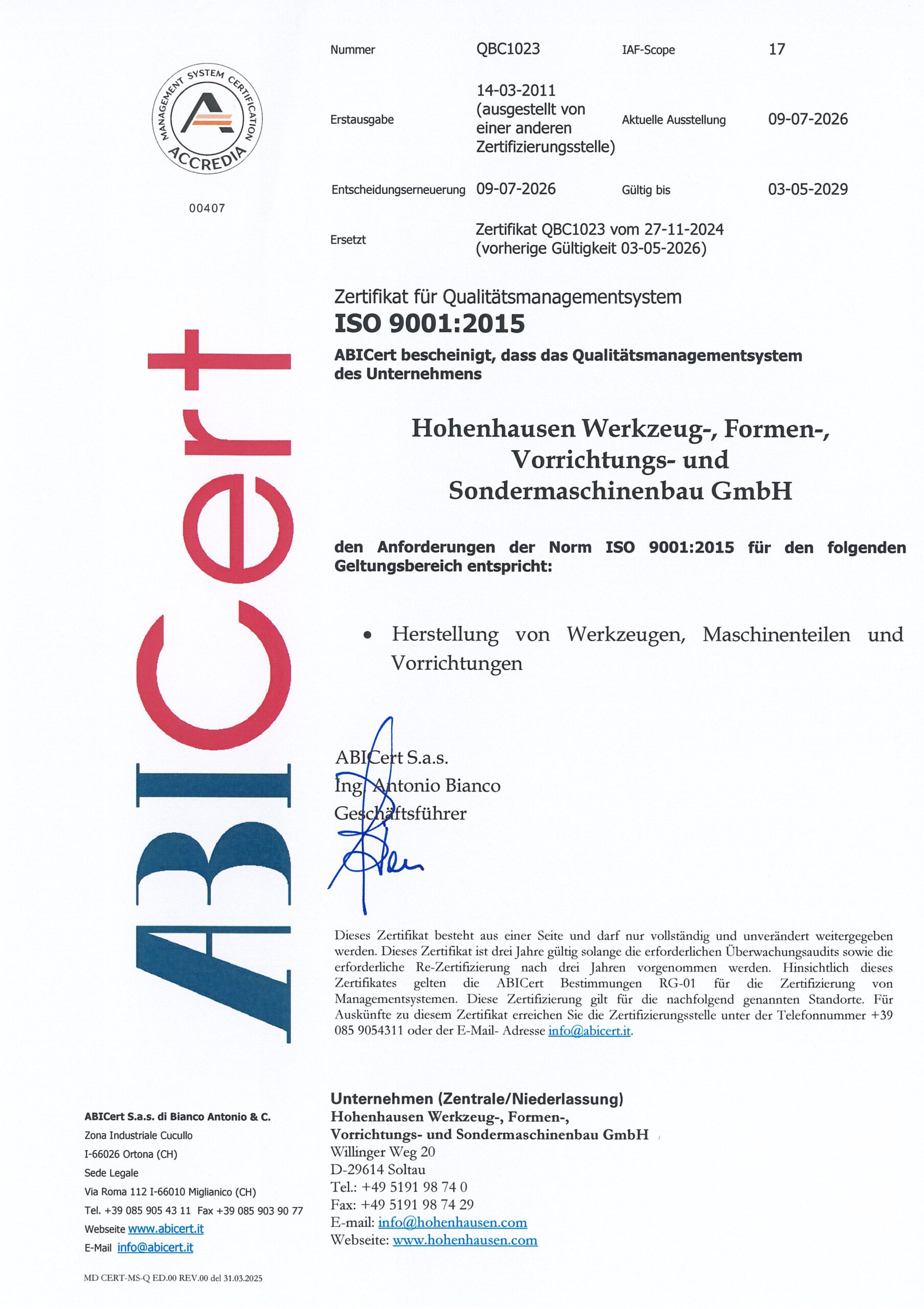 DIN ISO 9001:2015