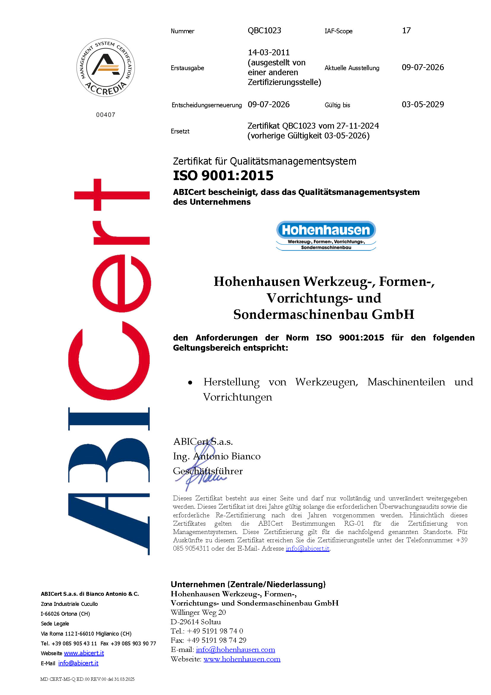 DIN ISO 9001:2015